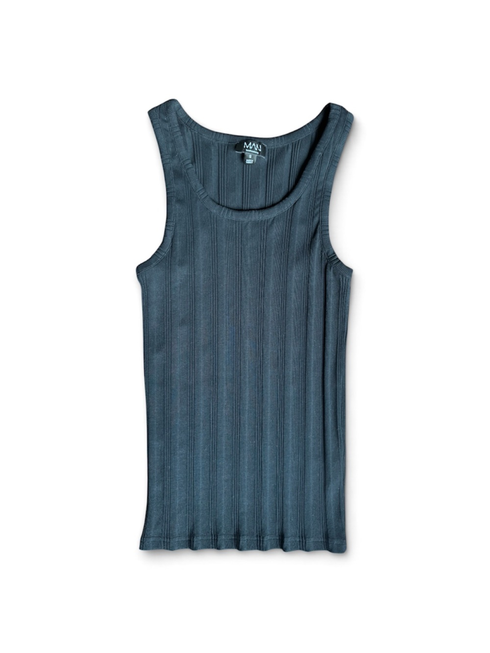 Man Slate Blue Ribbed Tank Top